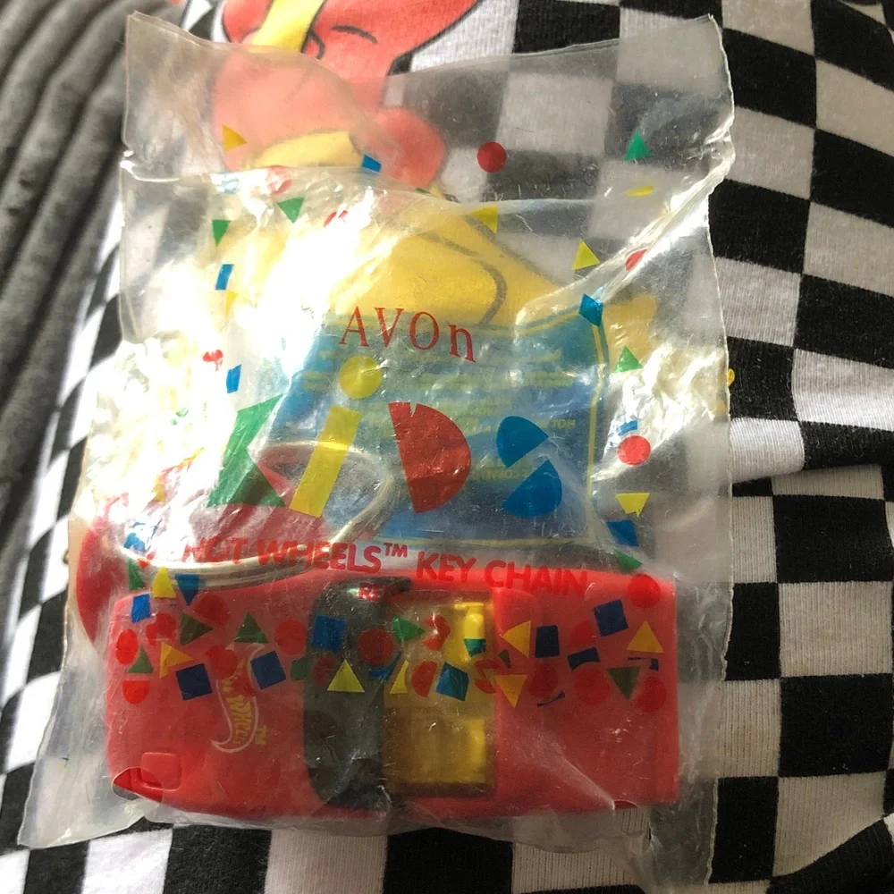 Avon Red and Yellow Hot Wheels Keychain in Branded Bag